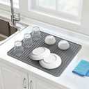 Songrey 18" x 16" Silicone Dish Drying Mat, Kitchen Counter Drying Pad for Sink Dishes or Under Rack, Multi-Use as Heat Resistant Trivet, Coffee Bar Mat