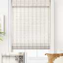 LazBlinds No Tools No Drill Cordless Bamboo Roman Shades, Light Filtering Window Treatment, Roll Up Bamboo Blinds for Window 33'' W x 64'' H, Whitewash B