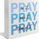 Absnfatu Christian Wooden Sign - Pink Pray Desk Decor - Christian Gifts, Prayer Room Decor - 5x5, Pack 2