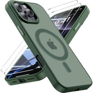 for iPhone 16 pro max Case with 2X Screen Protectors [Compatible with MagSafe] Military Grade Drop Protection Back Cover Shockproof Slim Fit for iPhone 16 pro max Phone Case 6.9 inch,Green