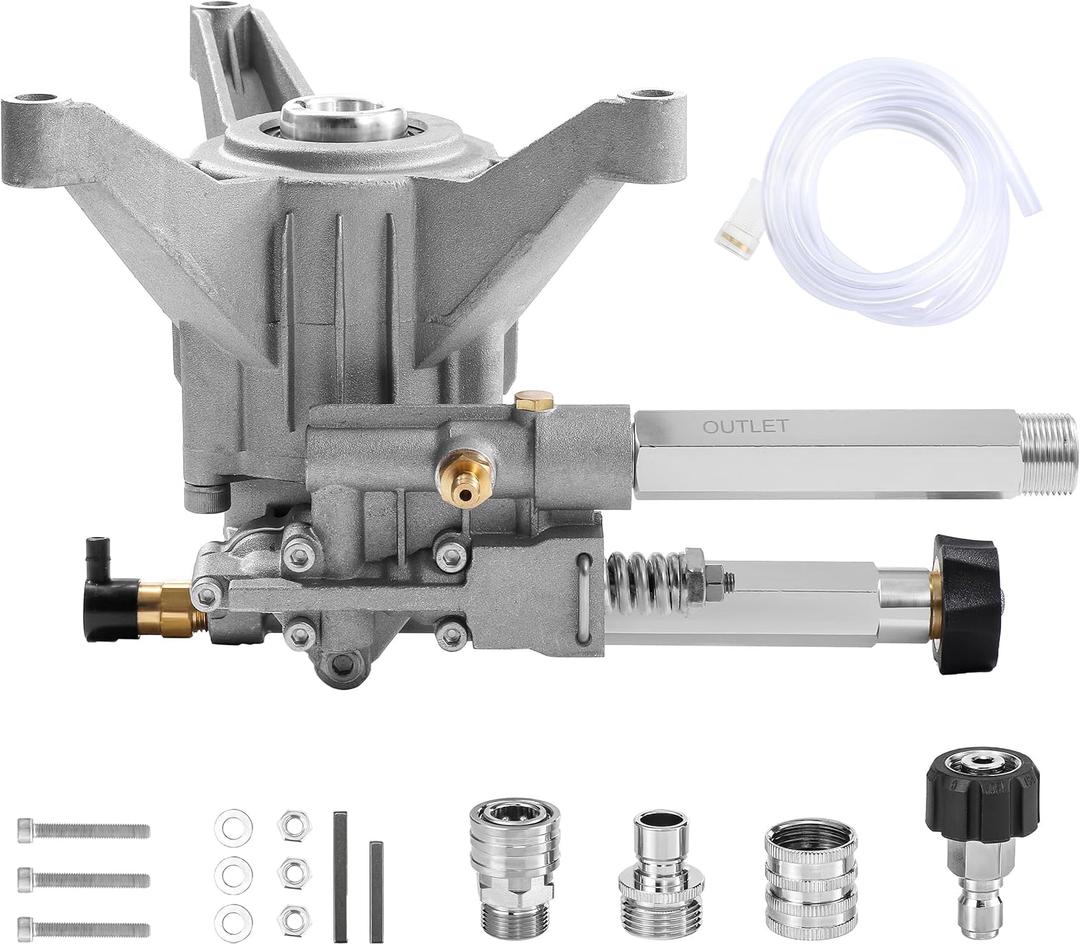 M MINGLE 7/8 Shaft Pressure Washer Pump, 2400-2800 PSI 2.3 GPM, Power Washer Pump Replacement for Troy Bilt, Craftsman, Briggs & Stratton, Karcher, Brute, Homelite, Front Inlet/Outlet