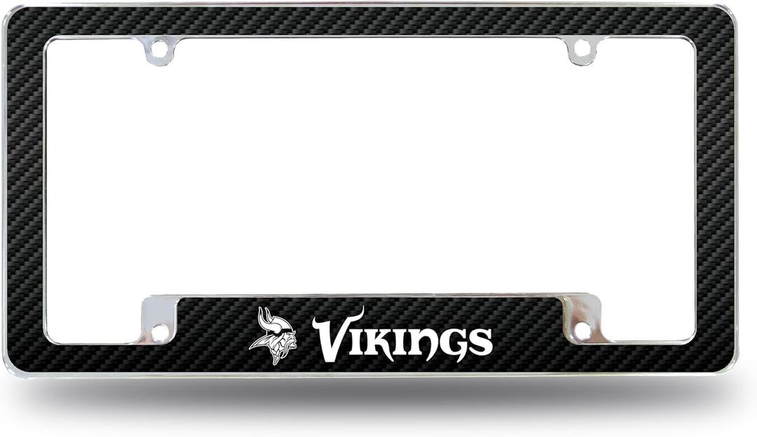 Rico Industries NFL Football Black 12" x 6" Chrome All Over Automotive License Plate Frame for Car/Truck/SUV