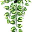 Fake Pothos Hanging Plants Artificial Ivy Vines with Pots - Realistic Indoor Greenery Decor, Low Maintenance Faux Home Decoration (1 PCS)