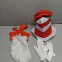Cat in the Hat Costume Red Striped Hat White Gloves White Furry Cloth Red Bow Halloween Party Cosplay Costume Accessories