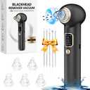 Pore Vacuum Blackhead Remover, Blackhead Extractor with 3 Adjustable Suction Levels, 5 Probes, Blackhead Remover Tools for Women and Men (Black)