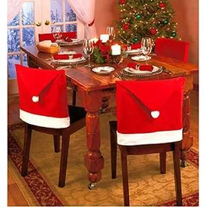 Ntiog 4 Pack Christmas Chair Covers, Christmas Chair Back Covers Set of 4 Kitchen Chair Covers for Christmas Holiday Festival Decoration, Red