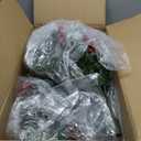 Yunlly 2 Pcs 23.6in Frosted Artificial Cedar Pine Topiary Trees for Front Porch Decor, Outdoor Christmas Tree with Cones Red Berries, Faux Shrubs UV Resistant Fake Bush Greenery for Indoor Garden