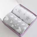 Bassinet Sheets Fit for Simmons Kids By The Bed City Sleeper Bassinet(Twins), Moses Basket and Hospital Bassinet, 100% Cotton, 2 Pack, Gray and White Print