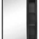 Recessed Rectangular Metal Framed Bathroom Medicine Cabinets Mirror Black / 16x24