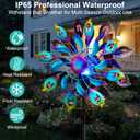 360Peacock Solar Wind Spinner with Lights Blue Metal Garden Outdoor Decor Yard Lawn Art Decor for Patio Kinetic Windmills Unique Gifts for Friends and Family 51.9' H x 12.2'' Dia