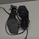 Women's Strappy High Heels Sandals Square Open Toe Ankle Strap Slingback Thong Stilettos Shoes for Wedding (10, Black Pu)