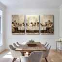 SIXWOOD Jesus The Last Supper Framed Canvas Wall Art 3 Piece, 16"x24" Each