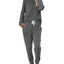 Eurivicy Women's Loungewear Set Solid 2 Piece Long Sleeve Pullover Drawstring Sweatpants Sport Outfits Sets, Large