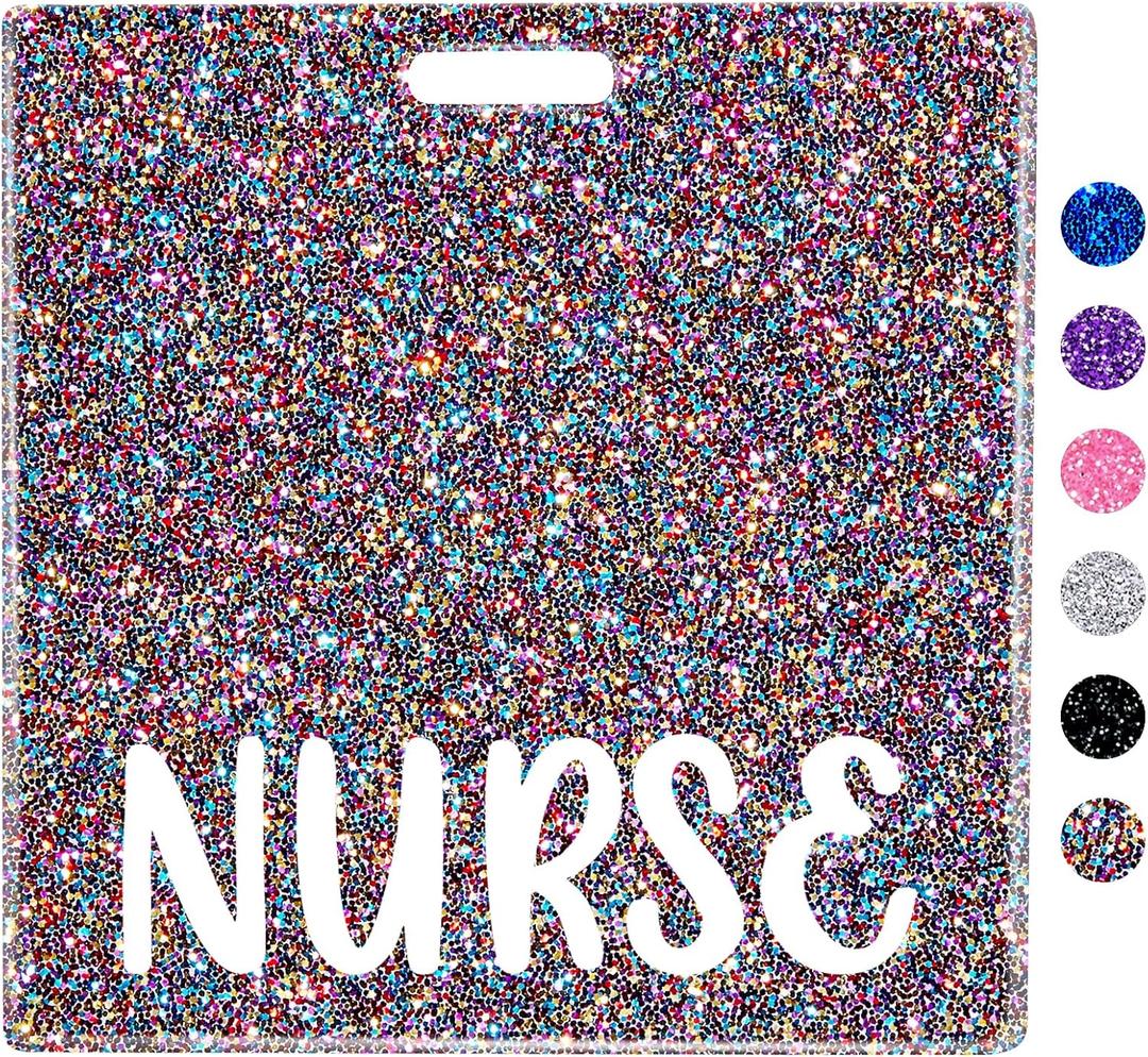 Plifal Nurse Badge Buddy Card Holder Nurse Nursing Accessories Glitter Colorful Horizontal ID Name Identification Tags Hospital Work