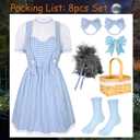 GERVAISE Womens Blue Plaid Dress Halloween Costume Outfit 8pcs Accessories Full Set