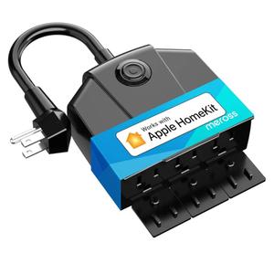 Outdoor Smart Plug, meross Outdoor Wi-Fi Outlet with 3 Independent Sockets Compatible with Apple Homekit, Alexa and SmartThings, Voice & Remote Control, Timer, 2.4 GHz only,Black