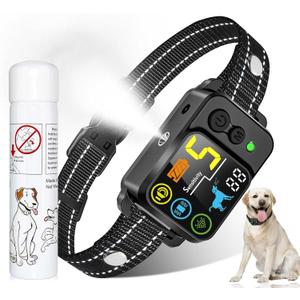 Citronella Bark Dog Collar Spray Dog Collar, with 5 Adjustable Sensitivity, Beep+Vibration+Spray 5 Working Modes Citronella Bark Collar, IP66 Waterproof Dog Spray Collar for L/M/S Black