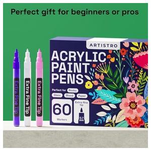 ARTISTRO 60 Wine Glass Acrylic Paint Markers - Washable Non-Toxic Dual Tip Acrylic Paint Pens for Car Window, Mirror, Ceramic