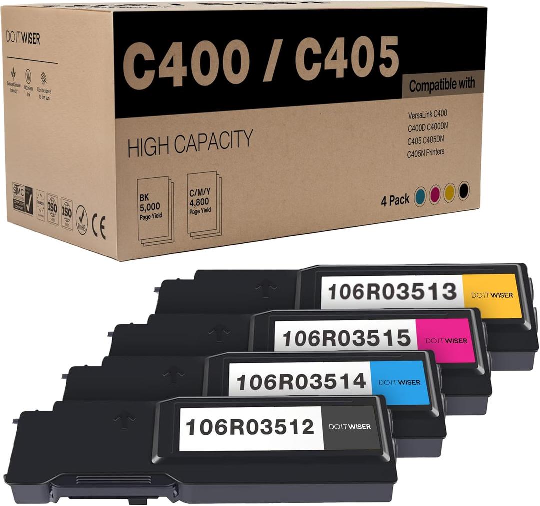Do it Wiser VersaLink C400/C405 Toner Bundle High Capacity 106R03512 106R03513 106R03514 106R03515 4-Color Set Replacement for Xerox VersaLink C400 C405 C400D C400DN C405DN C405N Printer