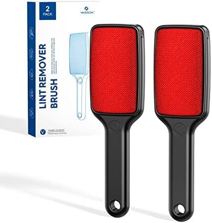 VASSON Lint Brush, Double-Sided Lint Remover Brush, Lint Brushes for Clothes, Reusable Velvet lint Brush, Coat Lint Brush (2 Pack)