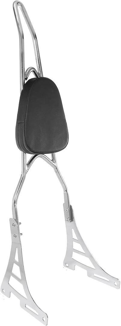 Motorcycle Sissy Bar Rear Passenger Seat Backrest, Chrome Detachable with Black Cushion Pad Compatible with Harley Sportster XL883 XL1200 2004-UP
