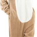 Snug Fit Unisex Adult Onesie Pajamas, Flannel Cosplay Animal One Piece Halloween Costume Sleepwear Homewear (Beige, XL)