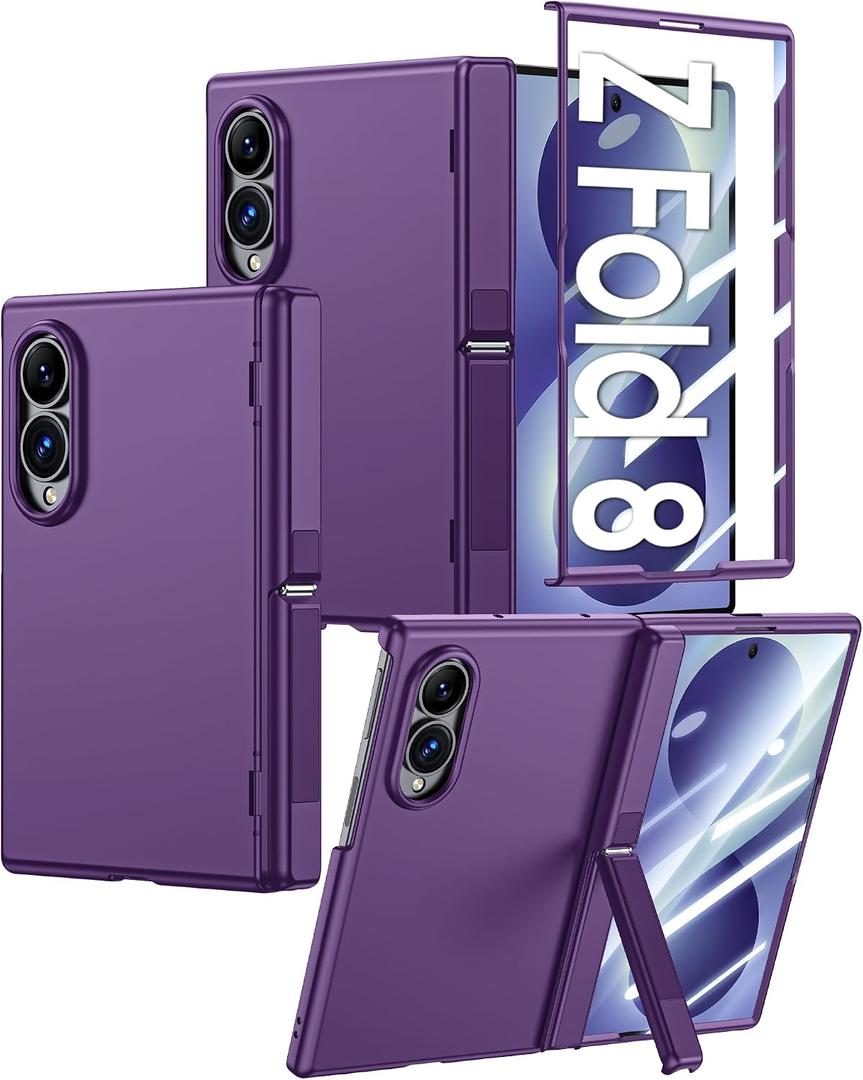  Samsung Galaxy Z Fold 8 Case Hinge & Full Body Protective for Z Fold8 for Galaxy Z Fold 8 Case Built-in Screen Protector & Hinge Protection & Hidden Kickstand Full Body Protective for Z Fold 8, Purple