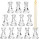 Glass Candle Holder Candlestick Holders: Hewory 12 Pcs Clear Taper Candle Holders for Candlesticks, Crystal Ribbed Candle Stick Holder for Wedding Table Centerpiece Kitchen Home Decor