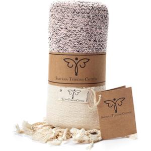 SMYRNA TURKISH COTTON Throw Blanket Vintage Series, Outdoor Blankets, Throws and Blankets for Couch, Sofa, Bed, Chair, Beach Picnic, Travel Boho Turkish Blanket Throw (Blush Pink, 50"x60")