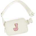 Uygafly Birthday Gifts for 5 6 7 8 9 10 11 12 13 Year Old Girls, Cute Teen Trendy Stuff Belt Bag for Women Girls Kids, Fanny Pack Crossbody Bags Waist Packs Girls Essentials - Cream Bag, Pink J