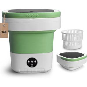 Portable Washing Machine,16L Upgraded Mini Washer and Spin Dryer with Deep Cleaning of Underwear, Baby Clothes and Small Clothes, Foldable Small Washer for Apartments, Dorm, RV, Travel, Laundry