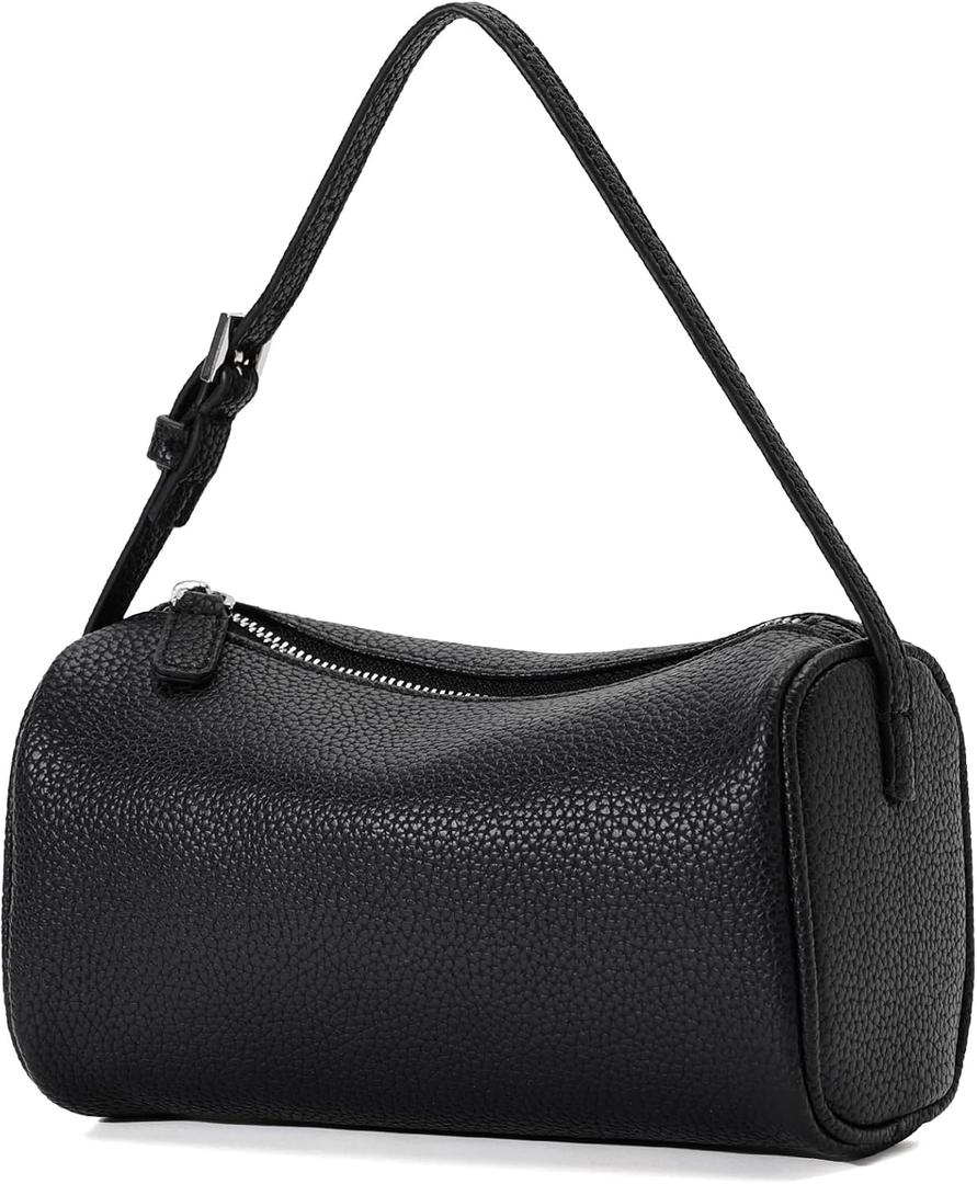 KouLi Buir PU Leather Crossbody Purse for Women Trendy Small Barrel Hobo Shoulder Handbag Lightweight Daily Purse