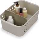 Joseph Joseph EasyStore - Bathroom essentials Storage Basket Organiser with Moveable Divider, Ecru, Large (Large (Pack of 1))