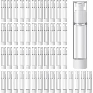Sabary 60 Pcs Clear Airless Pump Bottles Refillable Cosmetic Travel Size Dispenser Vacuum Plastic Travel Bottles Empty Lotion Pump Dispenser Liquid Toiletry Container (1.7 oz)
