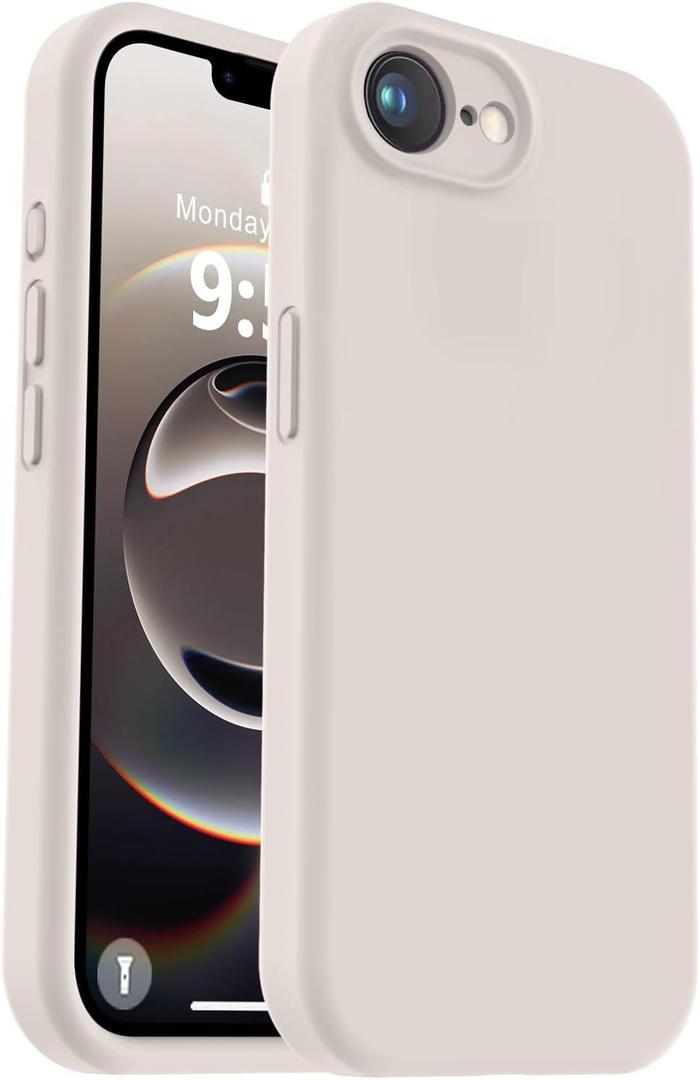 Vooii Compatible with iPhone 17e Case and for iPhone 16e Case, Liquid Silicone Upgrade [Camera Protection] [Soft Anti-Scratch Microfiber Lining] Shockproof Phone Case for iPhone 17e/16e 6.1" - Stone