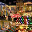 Hezbjiti Christmas Net Lights Outdoor 200 LED 6.9FT x 5.4FT Clear Wire with 8 Modes, Connectable Plug in Waterproof, Timer Memory Function for Xmas Tree Bushes Porch Lawn Windows Decor（Multicolor）