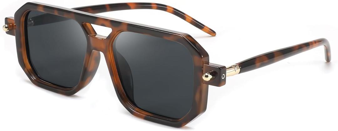 FEISEDY Vintage Square 70s Flat Aviator Sunglasses Women Men Classic Retro Stylish Frame UV400 Sunglasses B2622
