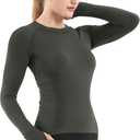 MathCat Seamless Workout Shirts for Women Long Sleeve Yoga Tops Sports Running Shirt Breathable Athletic Top Slim Fit  (Black), M