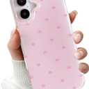 for iPhone 16 Case Cute Little Heart Polka Dot Simple Phone Case Wear IMD Slim Protection Crove for Women Girls-Pink Heart