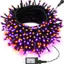 Joomer Orange Purple Halloween Lights, 100FT 300 LED String Lights with 8 Modes Timer Waterproof Plug in Indoor Outdoor String Light Connectable for Halloween Decorations