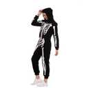 Spooktacular Creations Skeleton Adults Family Matching Pajama Jumpsuit for Women Halloween DressUp Party Themed Party Cosplay(M) Black