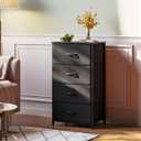 AODK Dresser for Bedroom with 4 Storage Drawers, Small Dressers Chest of Drawers Fabric Dresser with Sturdy Steel Frame, Black, 11.7"D x 15.7"W x 31.8"H