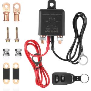 Remote Battery Disconnect Switch 3/8 12V 200A Car Kill Switch Anti-Theft Remote Control Switch with Wireless Remote Control Relay Fobs Battery Anti-Leakage for Auto Truck Boat