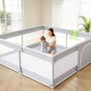 Fodoss Baby Playpen, Small Play Pen,Toddler Playpen for Apartment,Play Yard,Activity Fence, Extra Large Baby Playard (47x47 Inch, Light Grey)