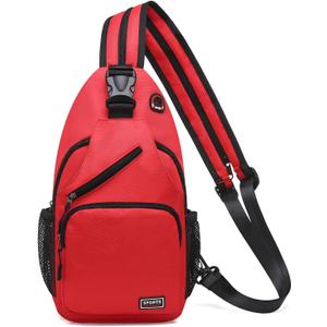 Convertible Sling Bags for Women Men, Lightweight Crossbody Backpack Daypack Fit for 11" Tablet for Casual Travel Sport Hiking (Red)