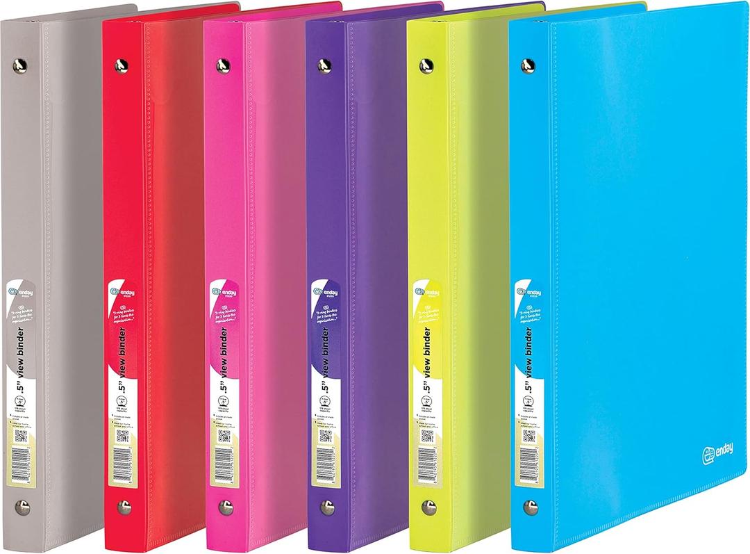1/2" Poly 3 Ring Presentation View Binder with Pocket Allows for Quick Loading of Spine Inserts and Prevents Gapping and Mis Alignment of Rings (Pack of 6) - by Emraw