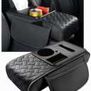 Arm Rest Cover for Car 6.3" Narrow Style,6-in-1 Microfiber Leather Center Console Cover with 2 Storage Bags Cup Holder, Tissue Box Slot, Phone Slot,Universal Accessories Interior Organizers (Black)
