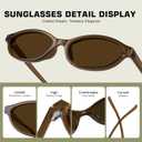 Sunglasses Womens Retro Oval Sunglasses for Women - Cat Eye 90s Glasses Y2K UV400 Lightweight Narrow Shades (A. Brown Frame Brown)