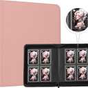 Toploader Binder,4-Pocket Double Sided Top Loaders Binder,Holds 128 Cards in 3"x4" Toploaders,PU Leather Card Binder Abulm for Toploader Trading,Sports,and Gaming Cards (Pink)