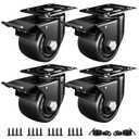 2 Inch Caster Wheels, Casters Set of 4, Heavy Duty Casters Load 2200lbs, Locking Swivel Plate Industrial Casters, Low Gravity Center Castor for Furniture and Workbench